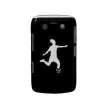 BlackBerry Bold Soccer Silhouette White on Black Blackberry Cases