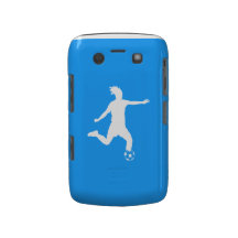 BlackBerry Bold Soccer Silhouette White on Blue Blackberry Bold Covers