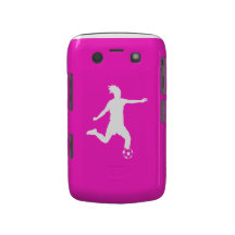 BlackBerry Bold Soccer Silhouette White on Pink Blackberry Bold Case