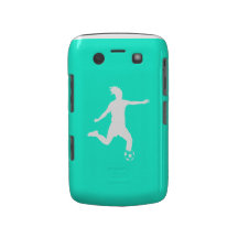 BlackBerry Bold Soccer Silhouette White on Turquoi Blackberry Bold Covers
