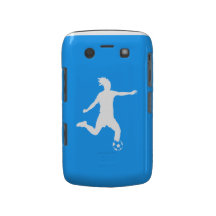 BlackBerry Curve Soccer Silhouette White on Blue Blackberry Case