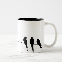 Blackbirds Silhouette on Wire Coffee Mug