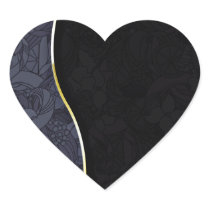Blackish and Grey floral wedding gift Heart Stickers