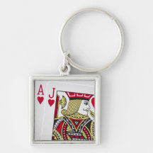 Blackjack Hand - Ace and Jack (5) Keychains