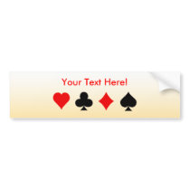 Blackjack / Poker Card Suits: Bumper Sticker