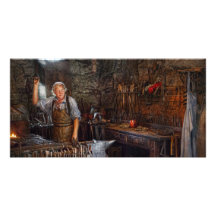 Blacksmith - Working the forge Photo Greeting Card
