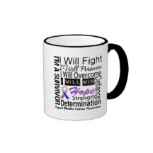 Bladder Cancer Fight Persevere Overcome Win Coffee Mugs