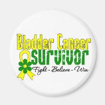Bladder Cancer Survivor Flower Ribbon Fridge Magnet