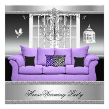 Blanc argenté pourpre de lustre de partie de penda invitations personnalisées
