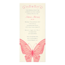 Blanc cassé et papillon rose Quinceanera Invita de Invitations