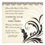 Blanc, crème, noir, faire-part de mariage invitations