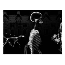 Blanc de minuit de noir de balade de squelettes de cartes postales
