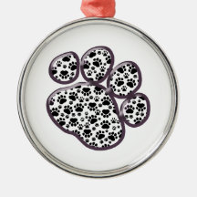 Blanc de Pawprints de traces de pattes de chien, n Décorations De Noël