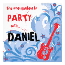 Blanc d'invitation de partie de guitare de Rockin 