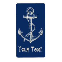 Blanc fait sur commande nautique de bleu marine de étiquette d’expédition