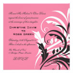 Blanc, rose, noir, faire-part de mariage invitations