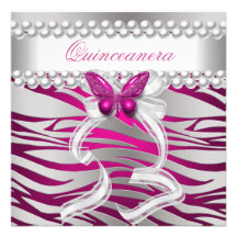 Blanc rose pourpre de papillon de zèbre de Quincea Faire-part Personnalisé