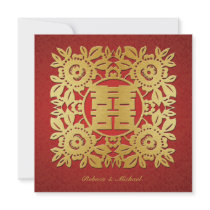 Blank Chinese Double Happiness Wedding Invitation