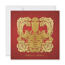 Blank Chinese Double Happiness Wedding Invitation
