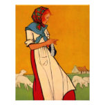 Blank Invitation Crafting Lady Pastoral Sheep Wool