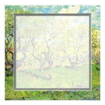 blank invitation. van Gogh Orchard in Blossom