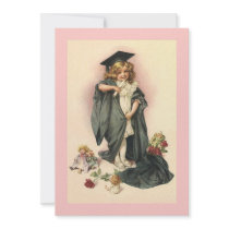 Blank Invitation Vintage Graduation Dolls Roses