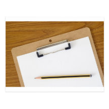 Blank paper on a clipboard post card
