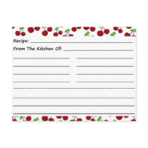 Blank Recipe Cards: Cherries