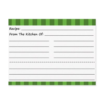 Blank Recipe Cards: Green Stripes by LifeOverHere
