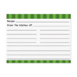 Blank Recipe Cards: Green Stripes postcards