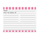 Blank Recipe Cards: Pink & White Stripes Post Card