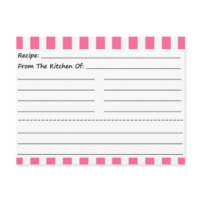 Blank Recipe Cards: Pink & White Stripes by LifeOverHere