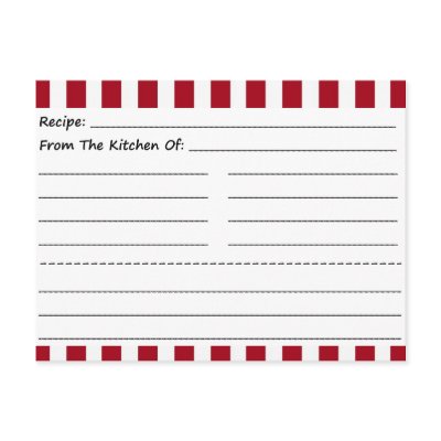 Blank Recipe Cards: Red & White Stripes by LifeOverHere