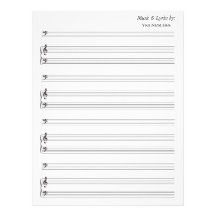 Blank Sheet Music 4 Stave Bass and Piano Customized Letterhead