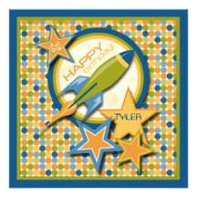 Blast Off! Square Custom Invite
