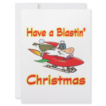 blasting christmas rocket sleigh santa custom announcements