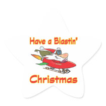 blasting christmas rocket sleigh santa sticker