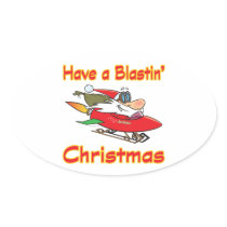 blasting christmas rocket sleigh santa sticker