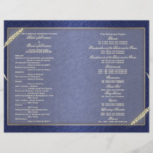 Blé crème bleu de programme de mariage prospectus personnalisés