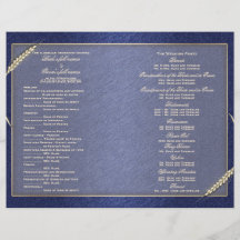 Blé crème bleu de programme de mariage prospectus avec motif