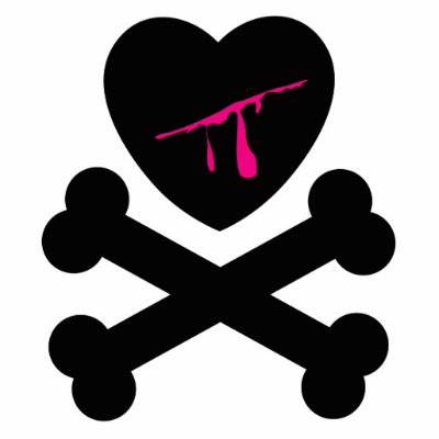 Bleeding Heart and Crossbones Acrylic Cut Out by doonidesigns