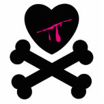 Bleeding Heart and Crossbones Acrylic Cut Out