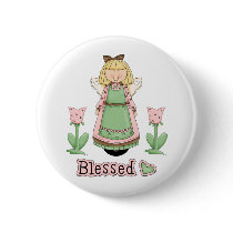 Blessed Blonde Angel Pinback Buttons