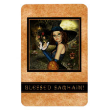 Blessed Samhain Cute Autumn Witch Flexi Magnet