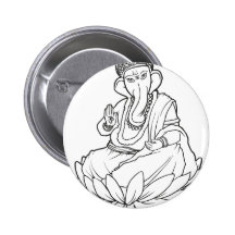 Blessing Ganesha - b/w version Button