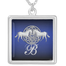 Bleu blanc de granit romain celtique de cheval de  pendentifs
