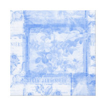 Bleu botanique français inspiré toile tendue sur châssis