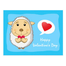 Bleu de carte postale de moutons de Valentine