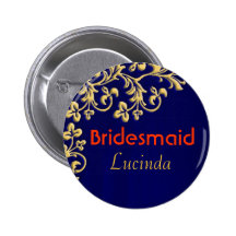 Bleu de demoiselle d'honneur et bouton de brocard  badge avec épingle