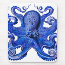 Bleu de poulpe de Haeckel Tapis De Souris
